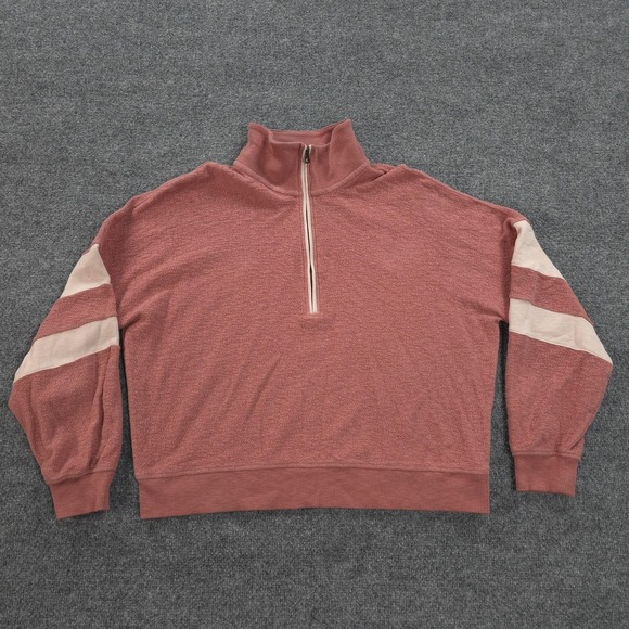 Faherty Sweaters - Faherty Sweater Womens XL Pink Beach Fleece Quarter Zip Pullover Casual Preppy